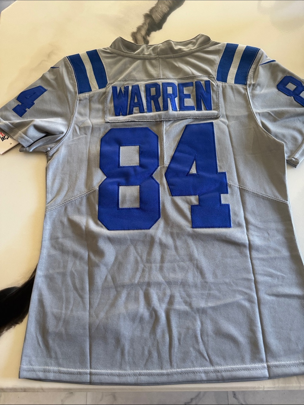 NFL Warren #84 Women’s Jersey - Light Gray and Blue
